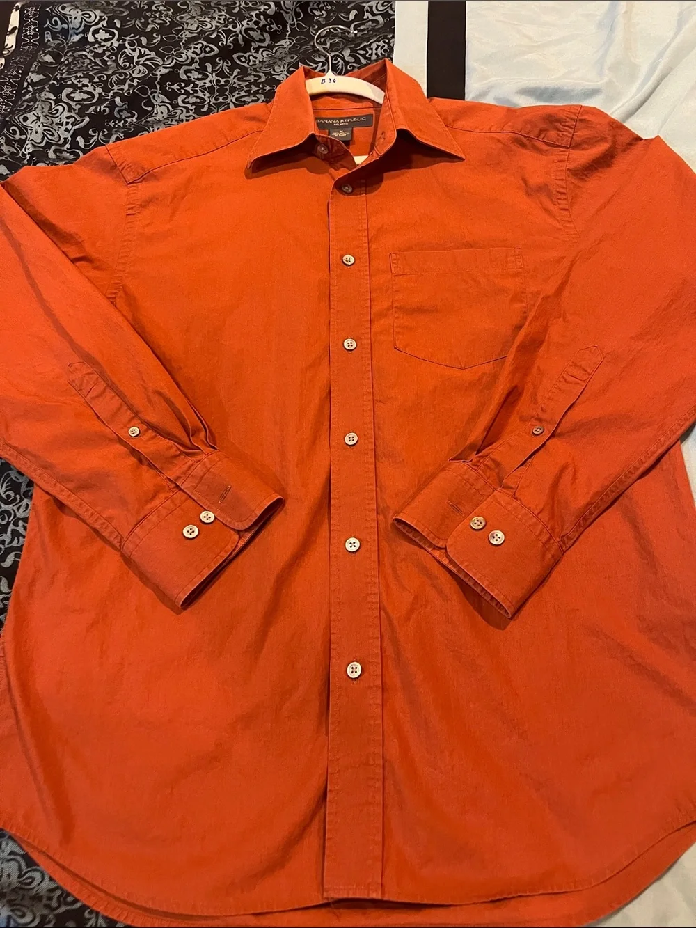 Banana Republic Orange Long-Sleeve Button-Up Dress Shirt